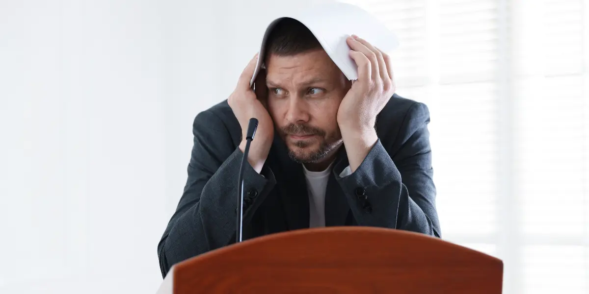 Redner mit Lampenfieber